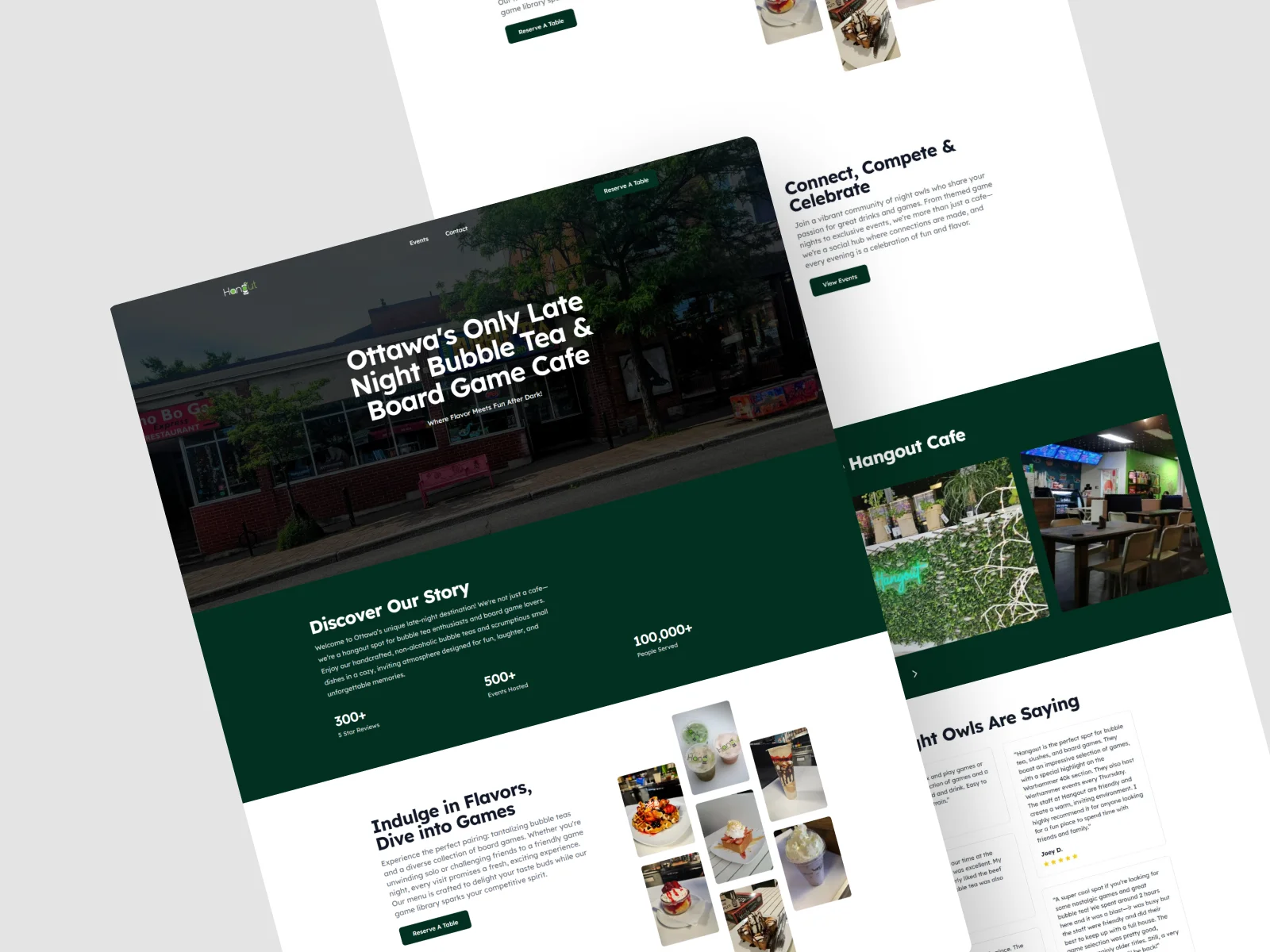 Hangout Cafe menu page